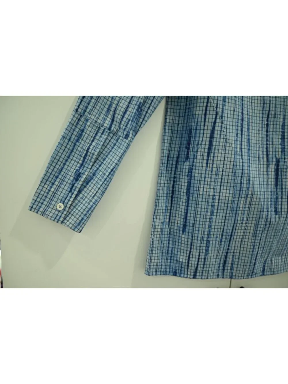 Tory Burch Collared V-Neck Blouse Sz 2 Blue Long Sleeve Printed Geometric Casual